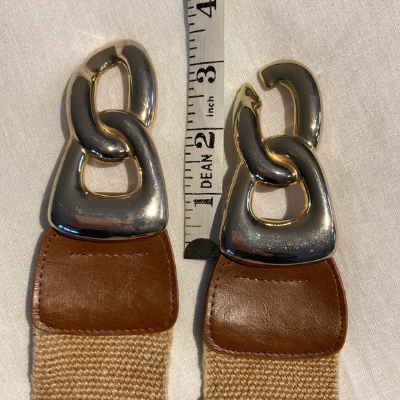 Vintage stretch belt with large gold chain link buckle - Picture 8 of 12